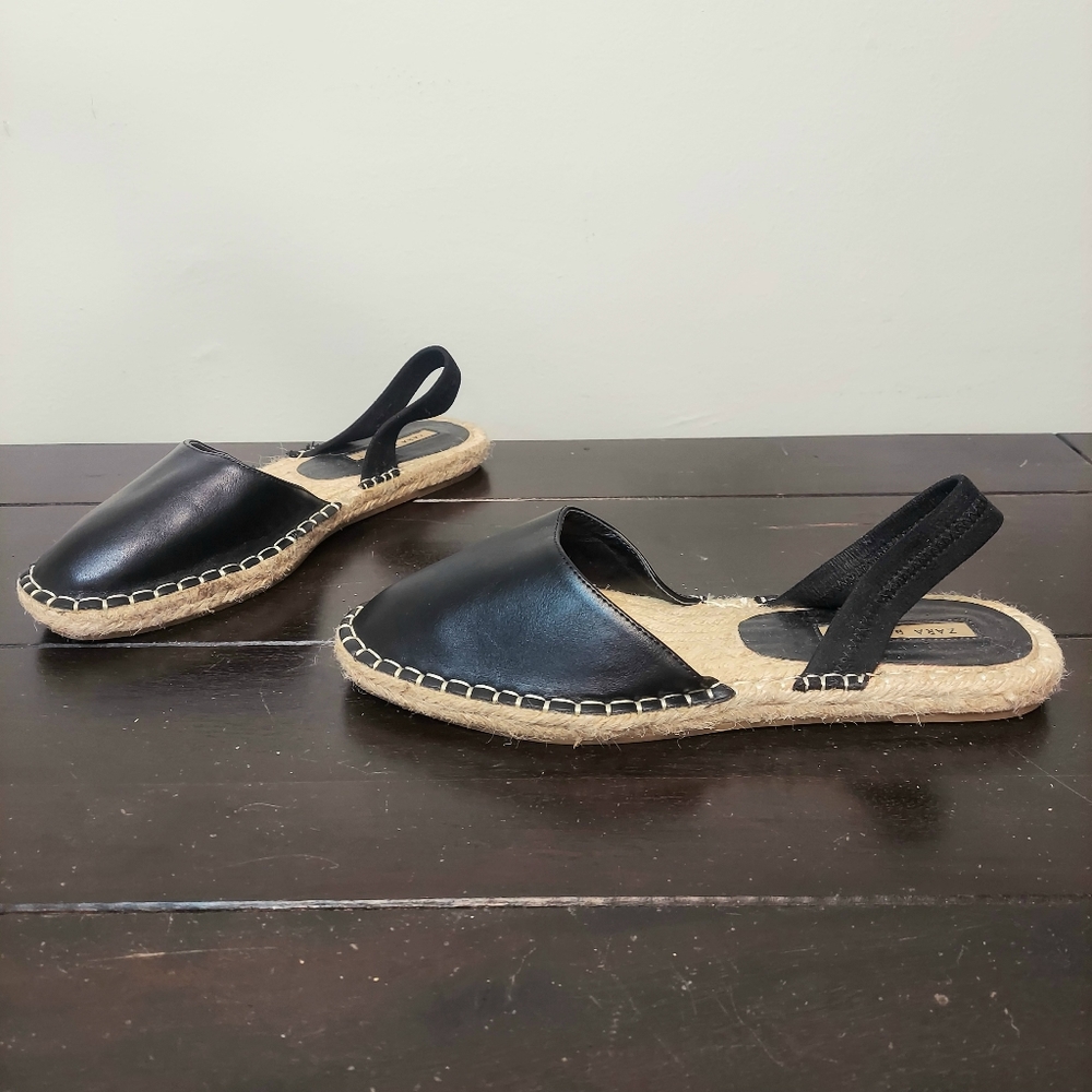 Zara Basic Women's Black Flat Espadrille Slingback Closed Toe Size 38 EU 7.5 US